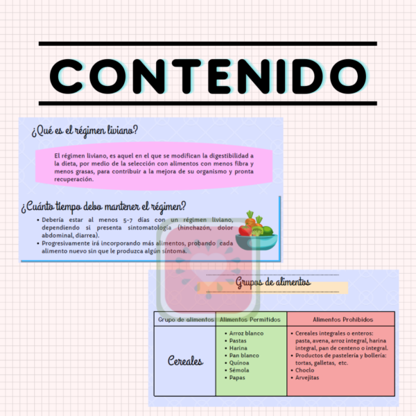 pauta de alimentación régimen liviano