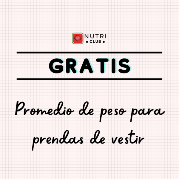 peso promedio de prendas de vestir