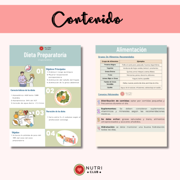 alimentación para preparación de cirugía bariátrica