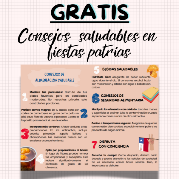 Díptico fiestas patrias con alimentación saludable